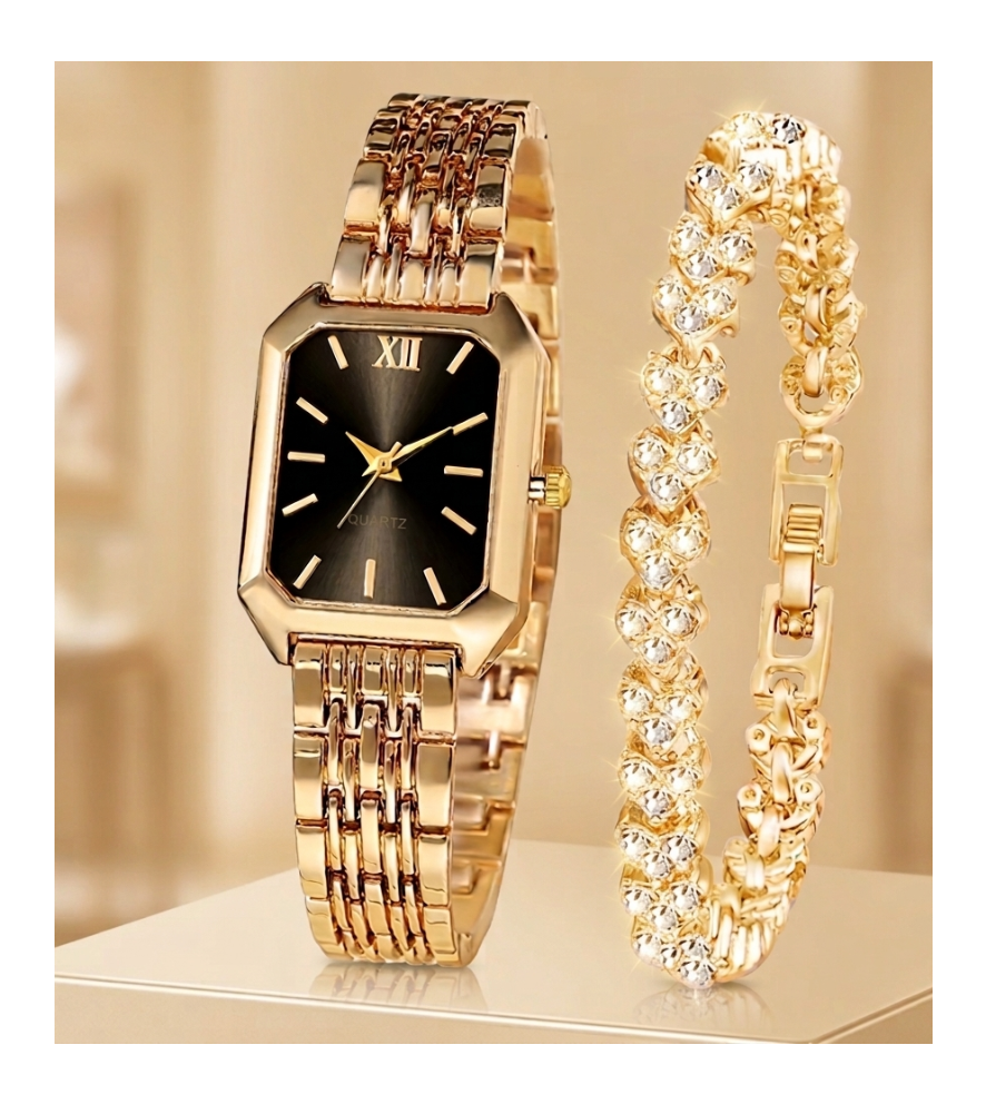 Velora Luxe Elegant Gold Watch Set with Bracelets