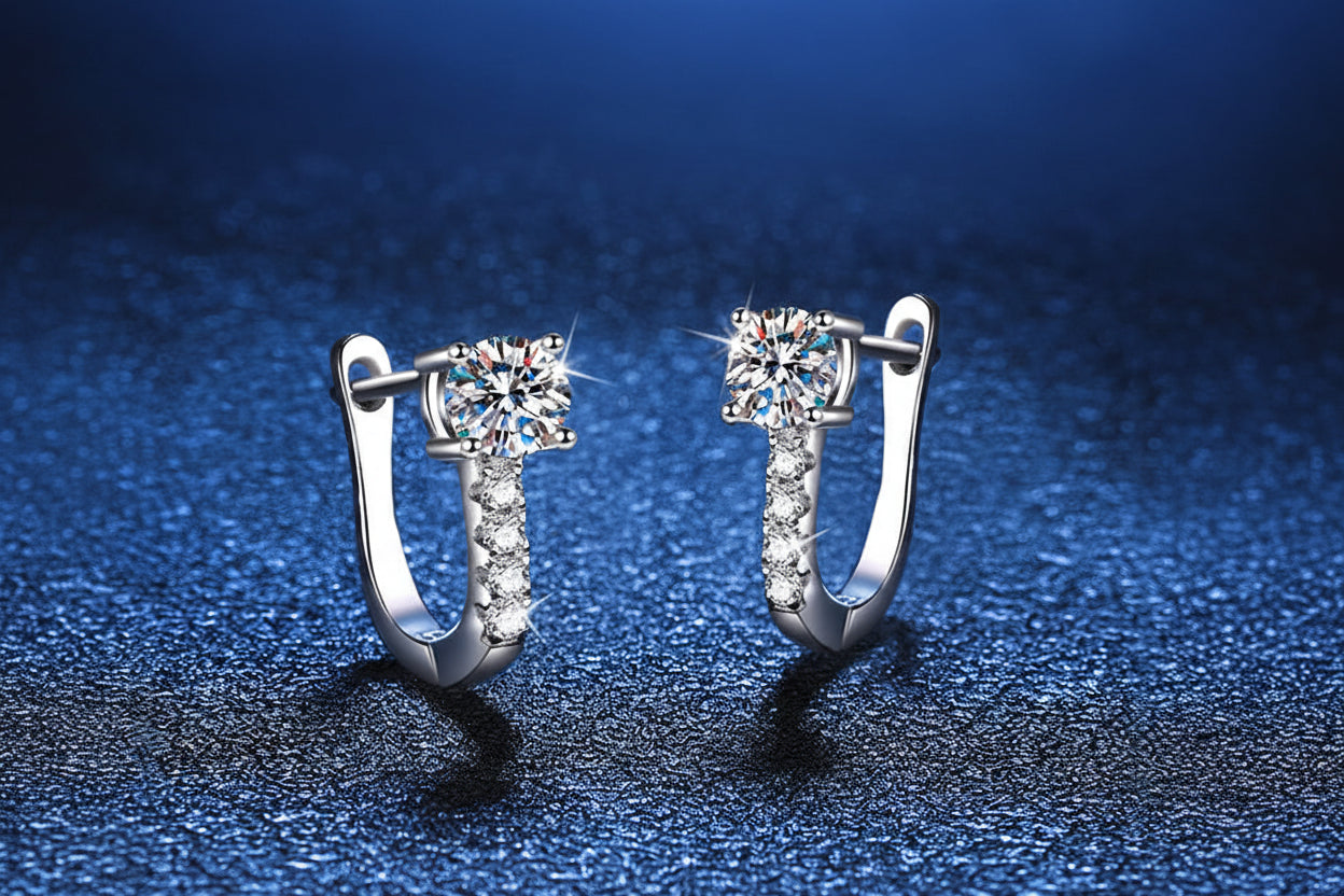Moissanite Huggie Earrings