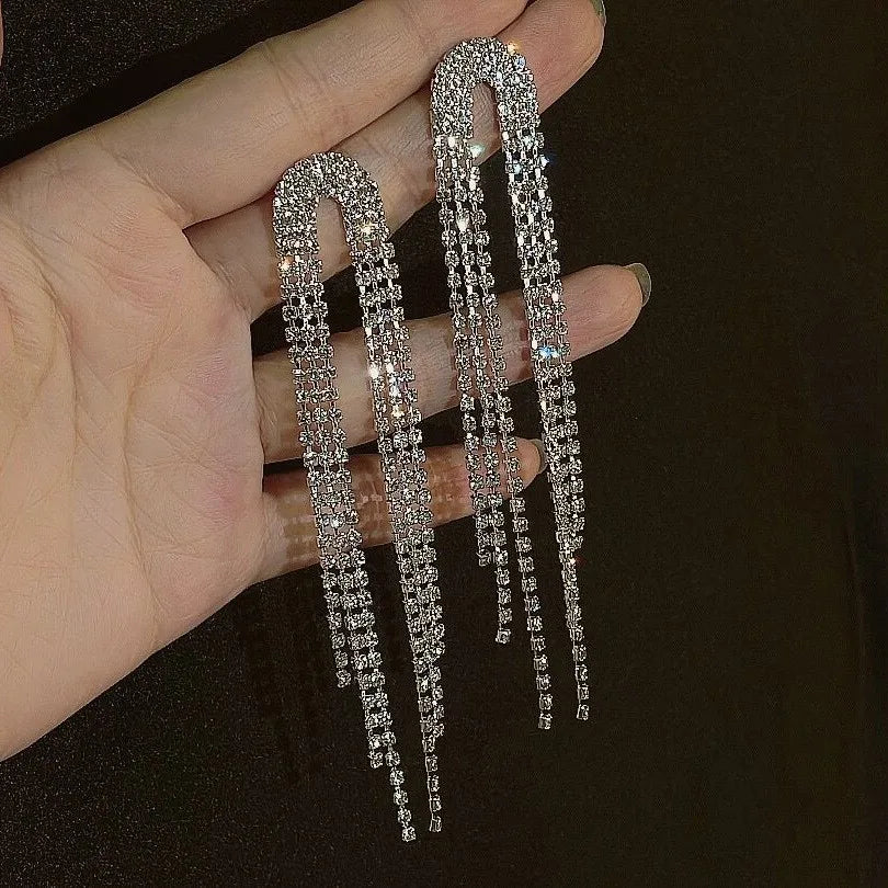 Velora Luxe Star Tassel Drop Earrings Zircon Silver