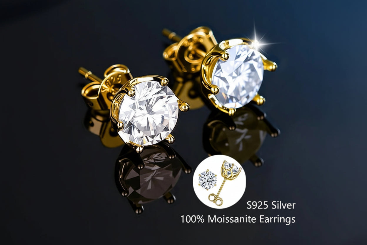 Moissanite Huggie Earrings