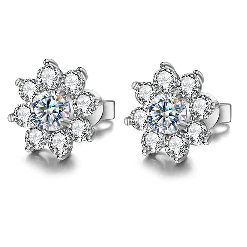 Velora Luxe Moissanite Flower Stud Earrings 925 Sterling Silver