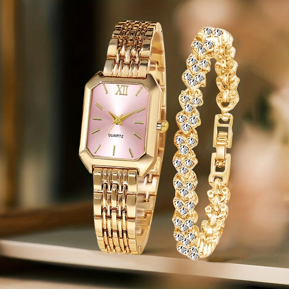 Velora Luxe Elegant Gold Watch Set with Bracelets