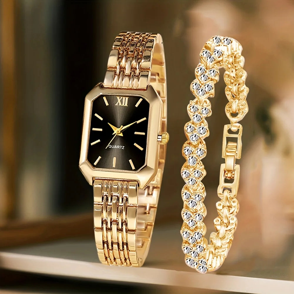 Velora Luxe Elegant Gold Watch Set with Bracelets