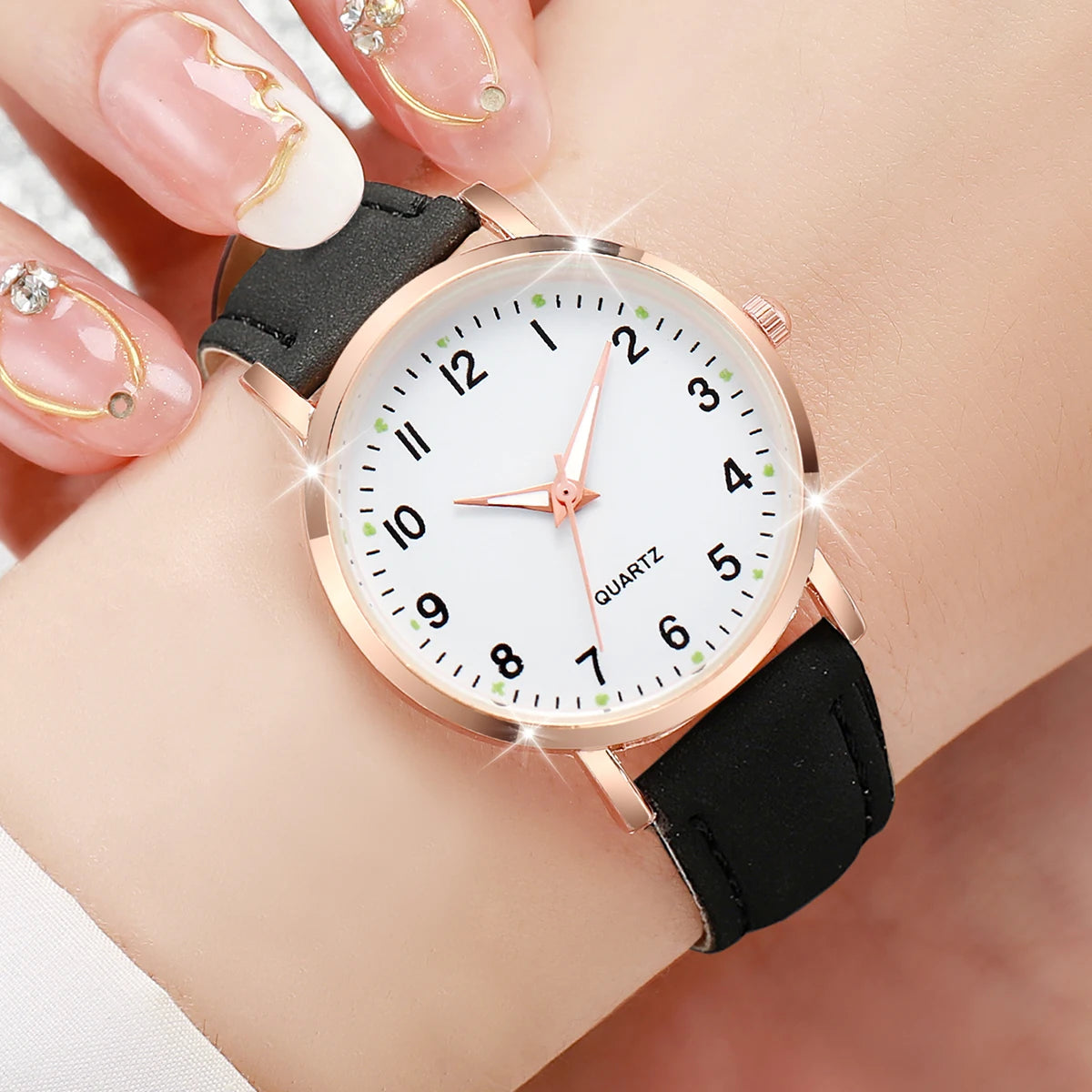 Velora Luxe Arabic Leather Luxury Watch Heritage Gold Silver