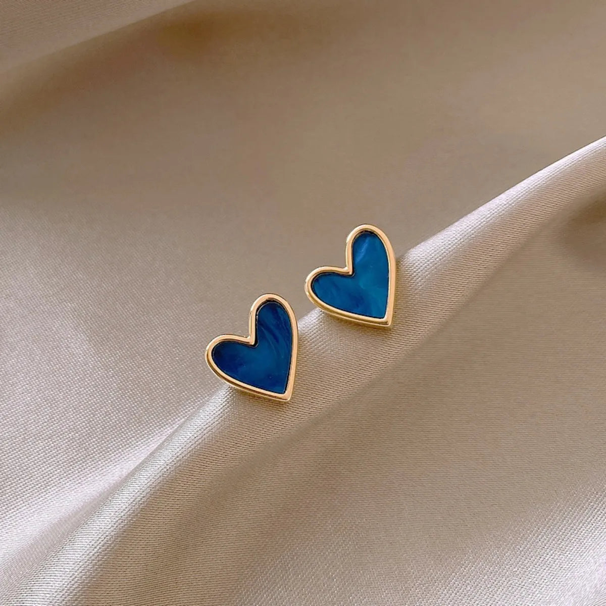 Velora Luxe Blue Heart Stud Earrings Crystal