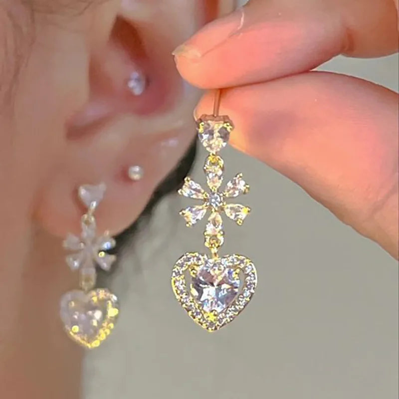 Velora Luxe Star Tassel Drop Earrings Zircon Silver