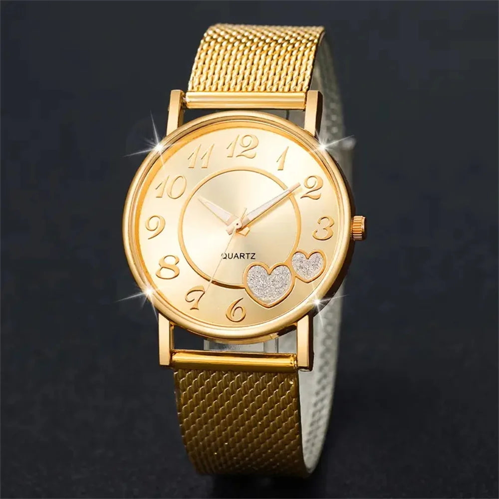 Velora Luxe Luxury Watch and Bracelet Set Gold Silver
