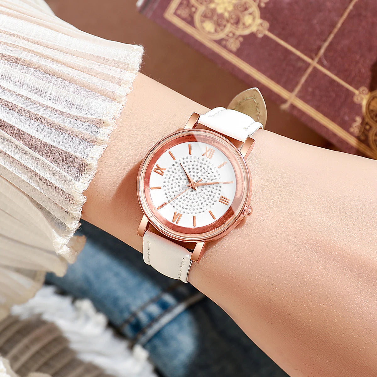 Velora Luxe Arabic Number Luxury Watch Heritage Gold Silver