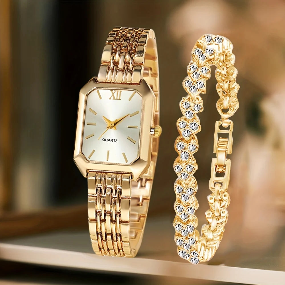 Velora Luxe Elegant Gold Watch Set with Bracelets