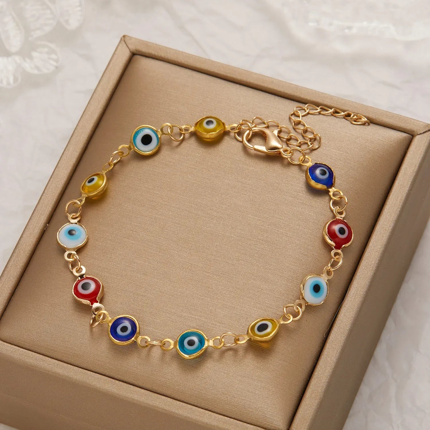 Velora Luxe Evil Eye Charm Bracelet Gold