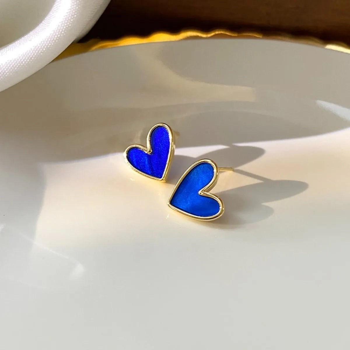 Velora Luxe Blue Heart Stud Earrings Crystal