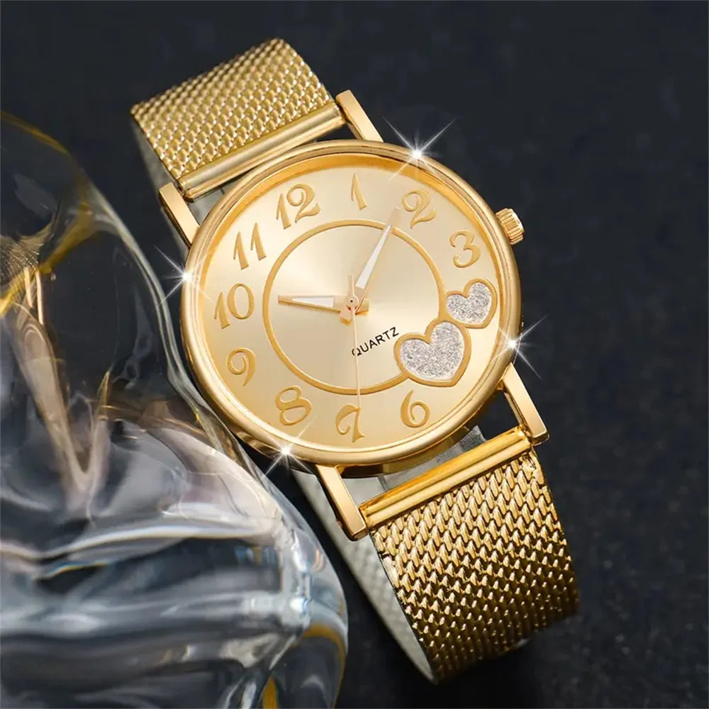 Velora Luxe Luxury Watch and Bracelet Set Gold Silver