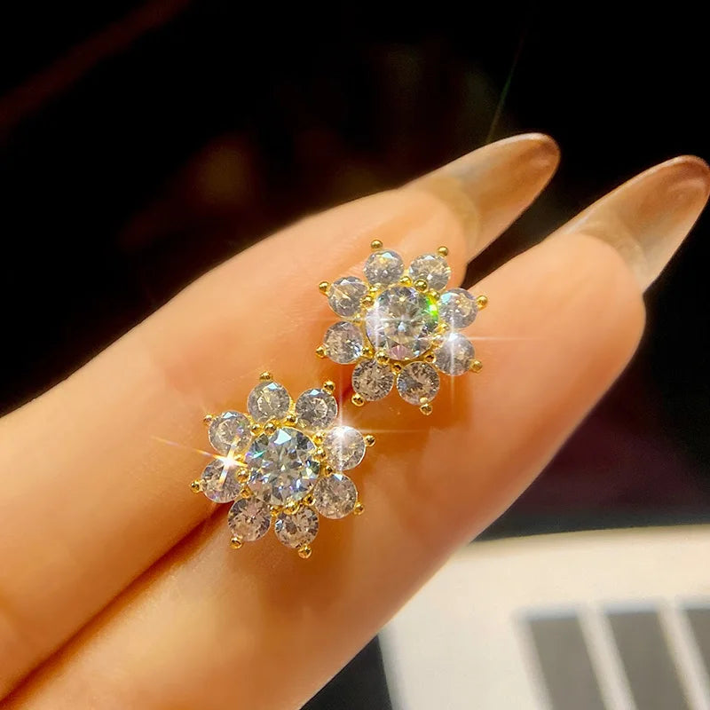 Velora Luxe Moissanite Flower Stud Earrings 925 Sterling Silver