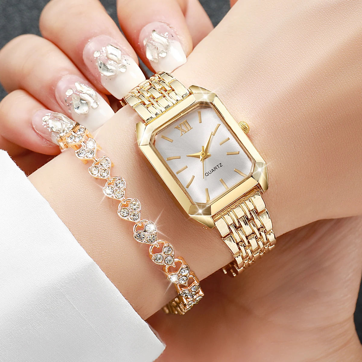 Velora Luxe Elegant Gold Watch Set with Bracelets
