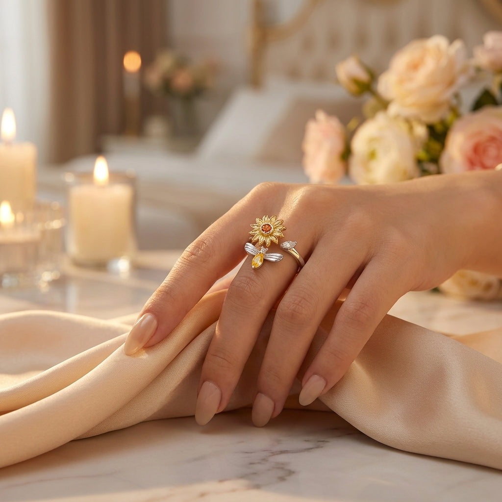 Velora Bloom Adjustable Zircon Flower Ring