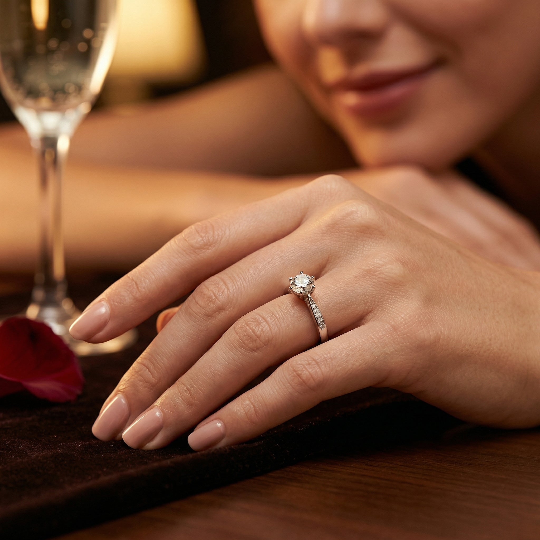 Velora Luxe Classic Solitaire Diamond Ring 925 Silver