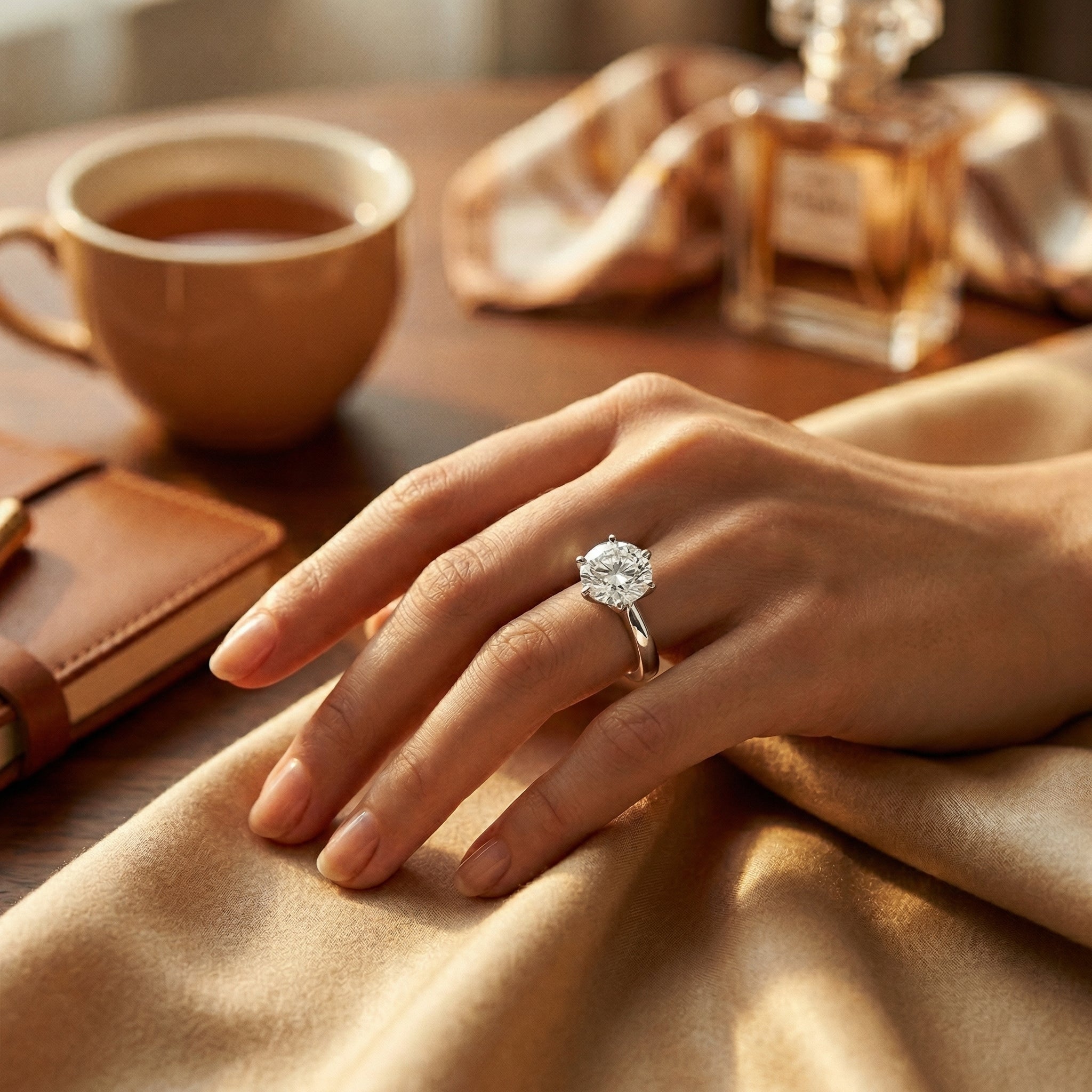 Velora Luxe Classic Solitaire Diamond Ring 925 Silver