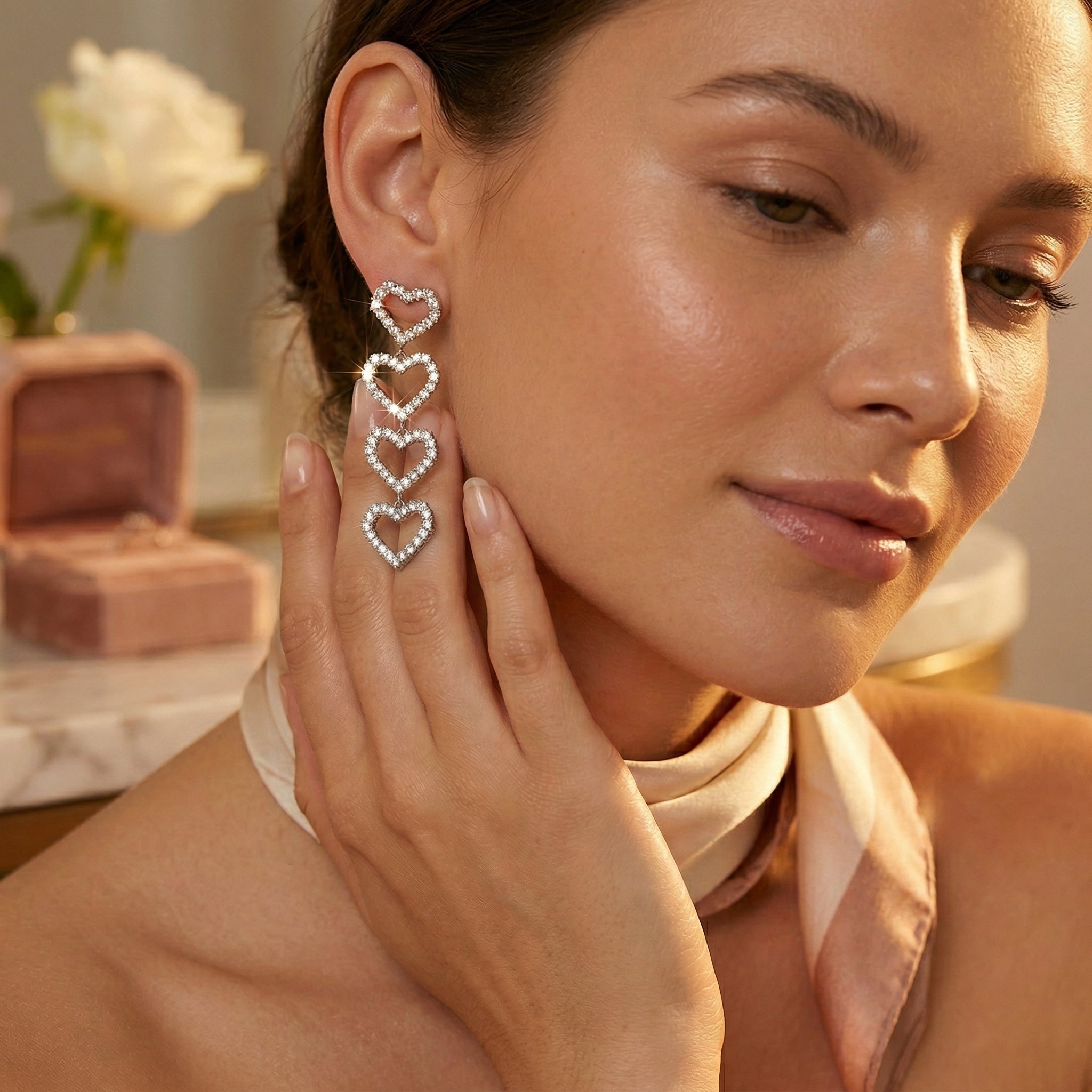 Velora Luxe Star Tassel Drop Earrings Zircon Silver