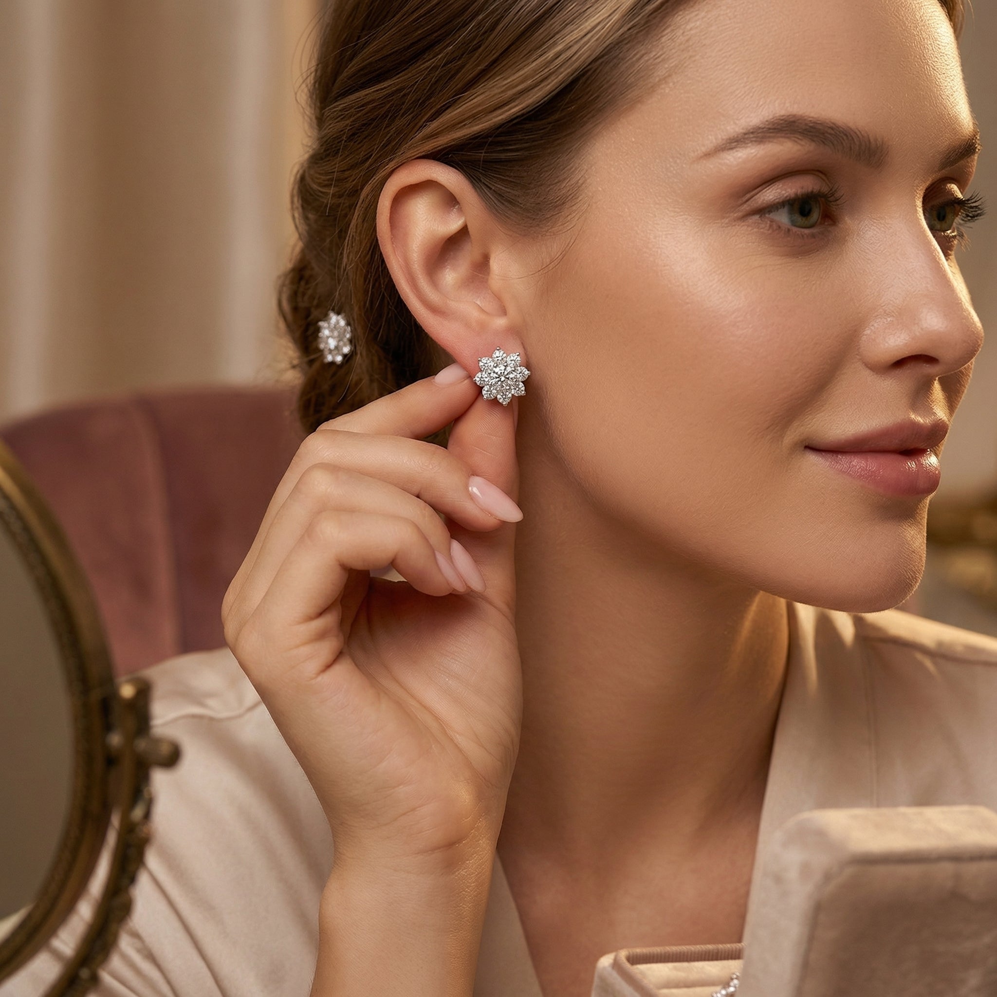 Velora Luxe Moissanite Flower Stud Earrings 925 Sterling Silver