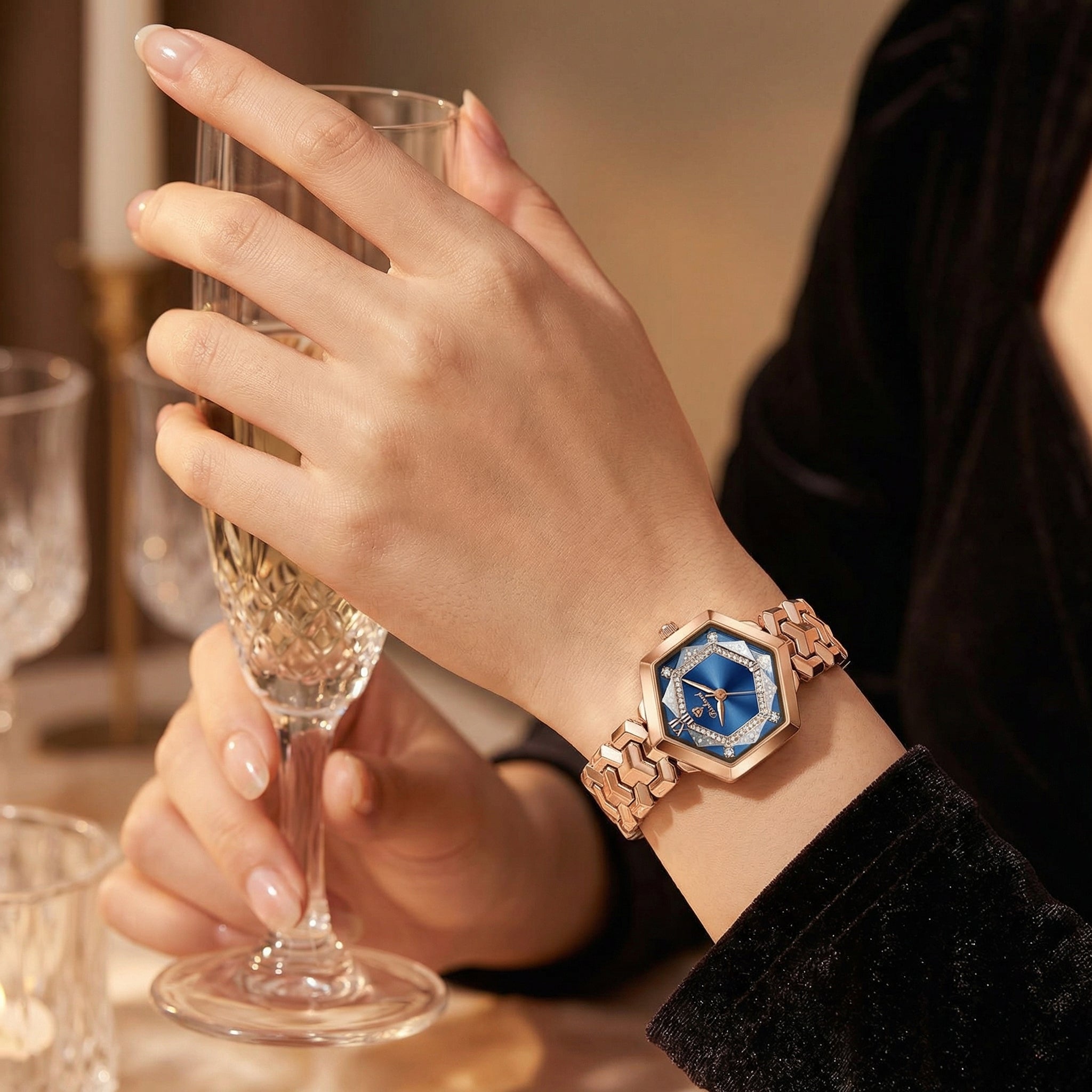 Velora Luxe Luxury Diamond Watch Crystal Gold