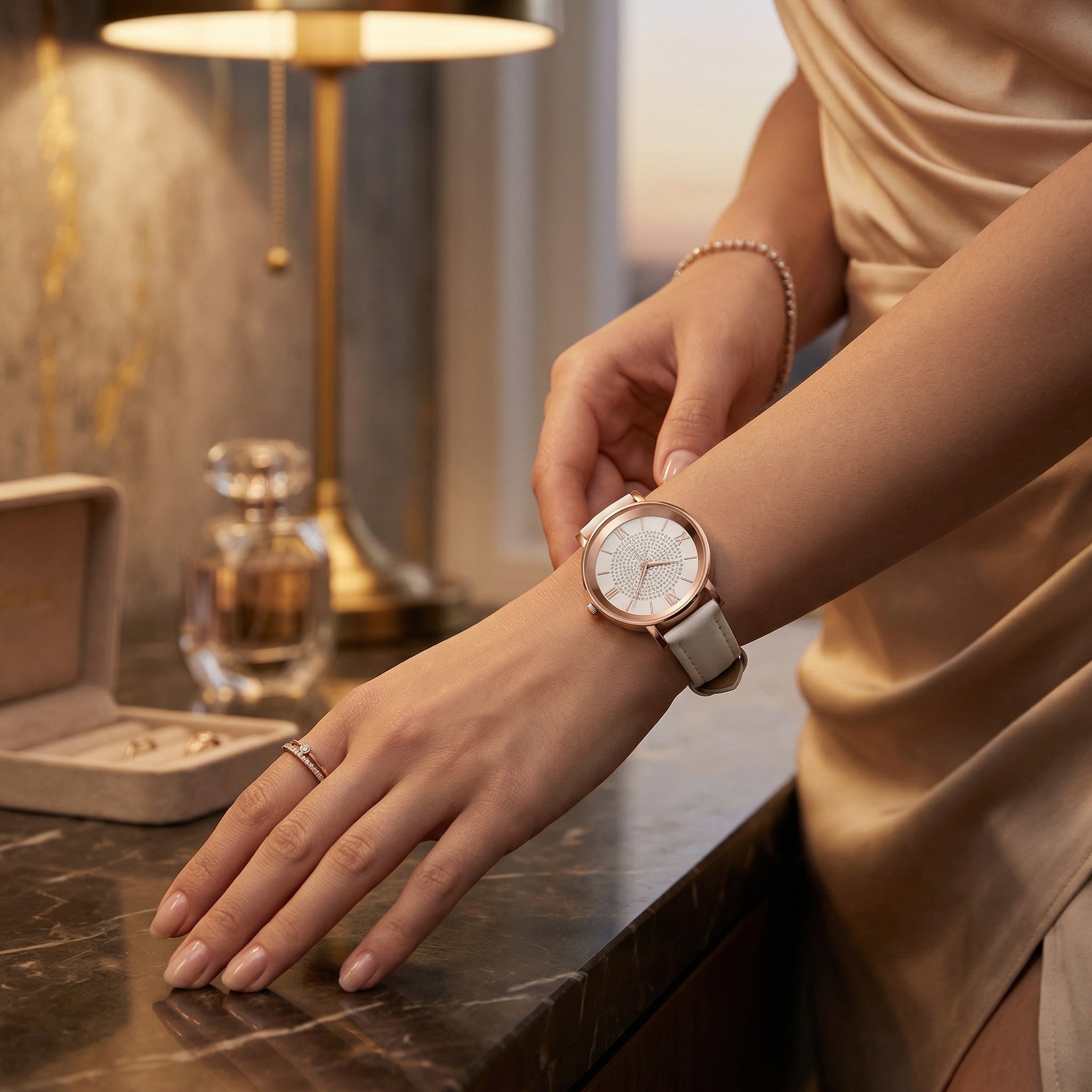 Velora Luxe Arabic Number Luxury Watch Heritage Gold Silver