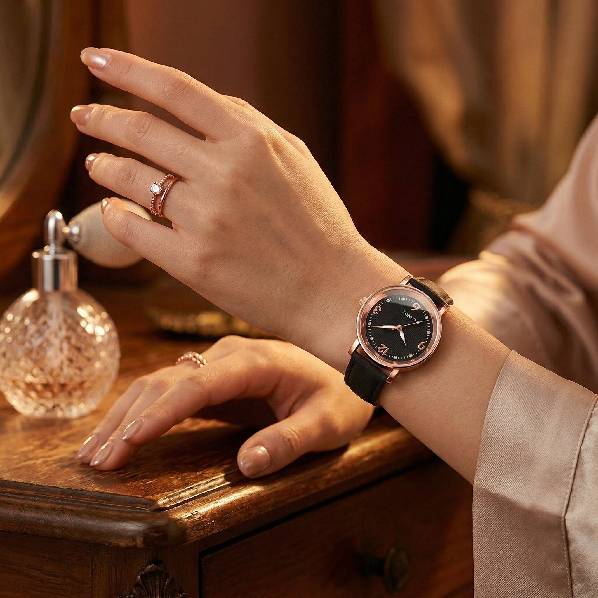 Velora Luxe Arabic Number Luxury Watch Heritage Gold Silver