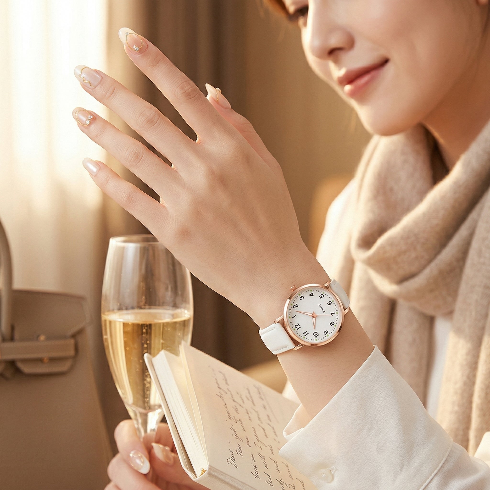 Velora Luxe Arabic Leather Luxury Watch Heritage Gold Silver