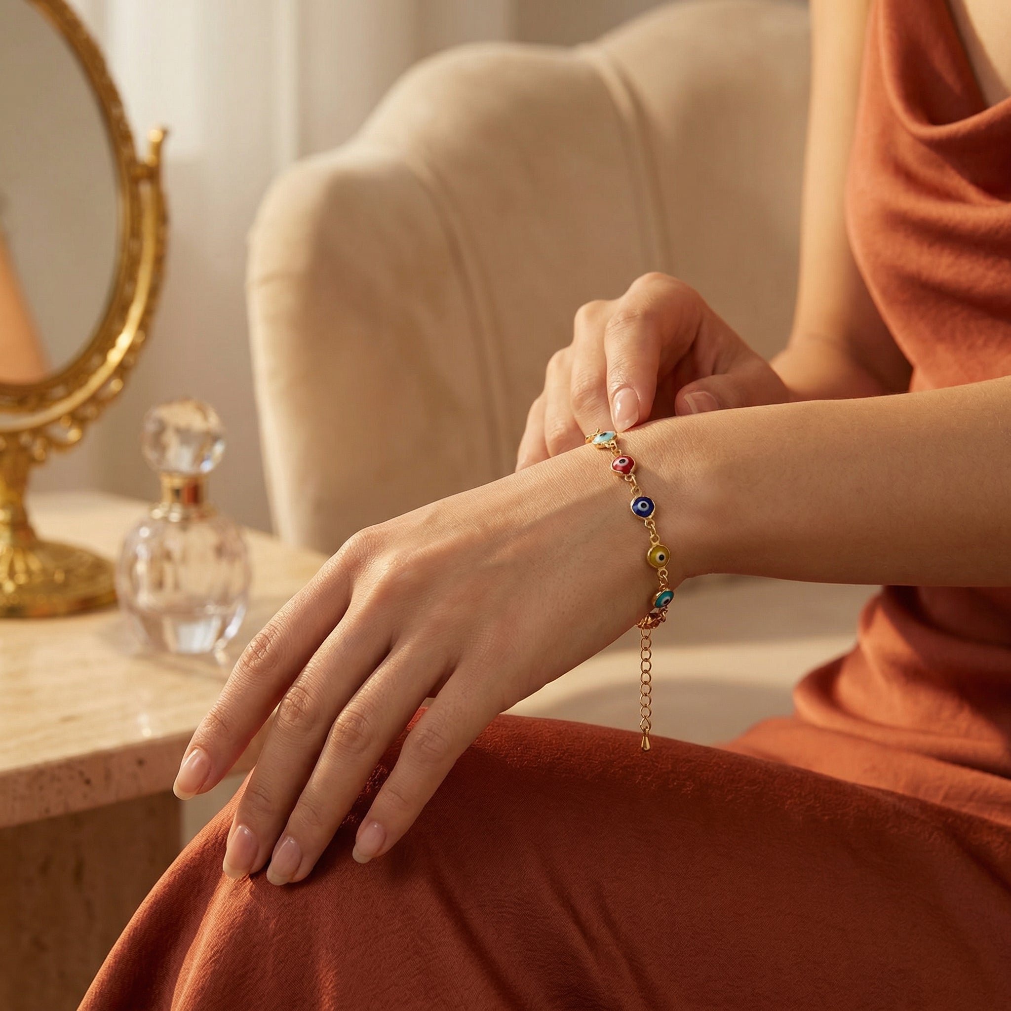 Velora Luxe Evil Eye Charm Bracelet Gold