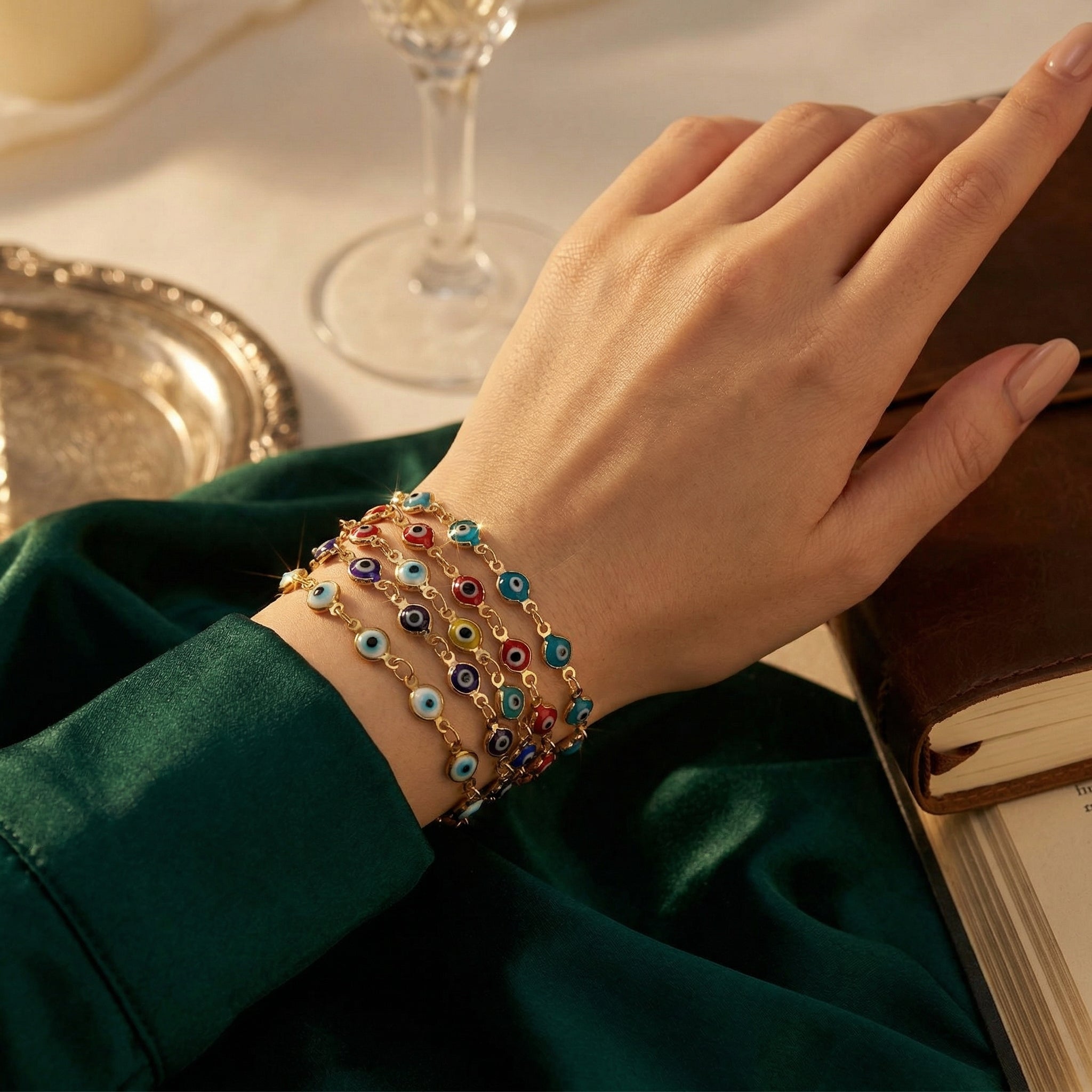 Velora Luxe Evil Eye Charm Bracelet Gold