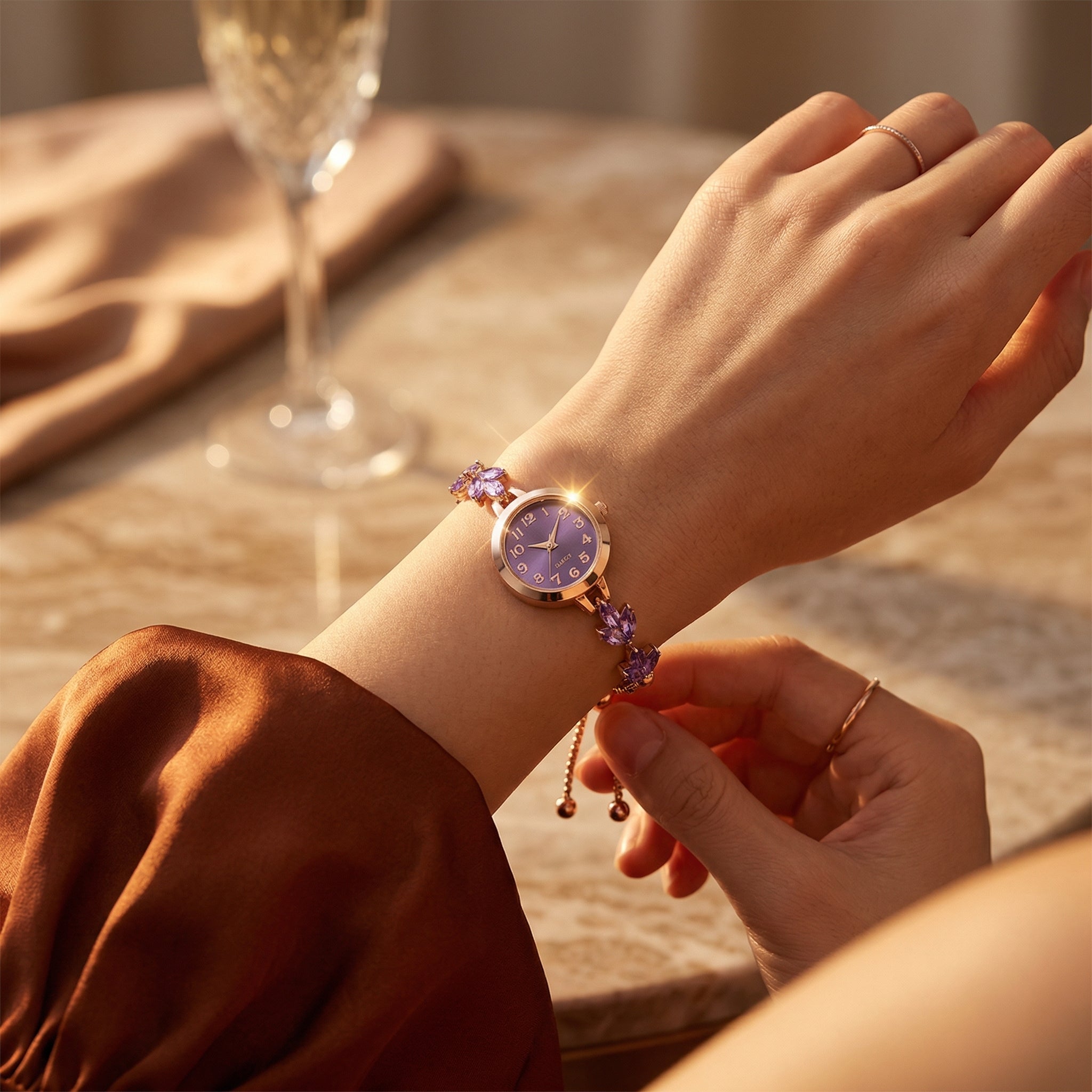 Velora Luxe Elegant Crystal Link Bracelet Sparkling Silver Jewelry