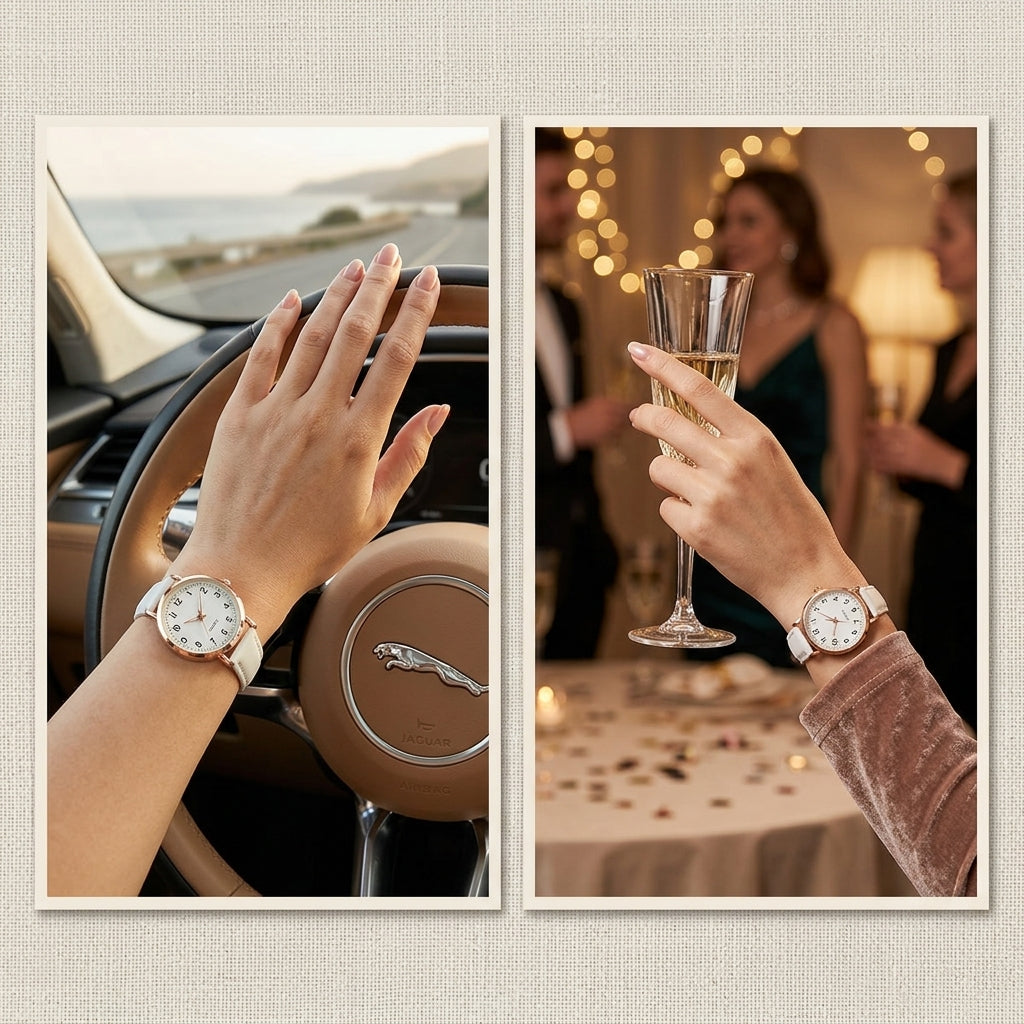 Velora Luxe Leather Edition - Elegant Arabic Leather Luxury Watch
